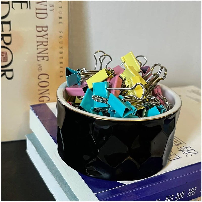Aewill Ceramic Paper Clip Holder Ceramic Paper Clip Dispenser Organizer for Office Desk Binder Clip Holder (Black) - Image 4